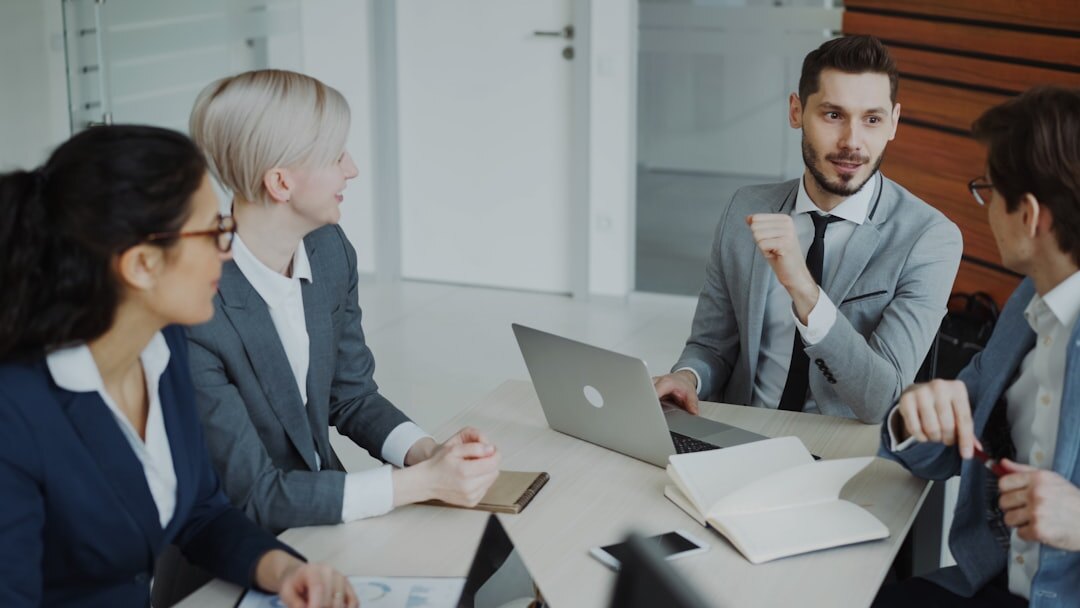 Business people in a meeting discussing with gestures